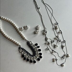 Stunning Silver, Black, & Pearl Jewelry Set